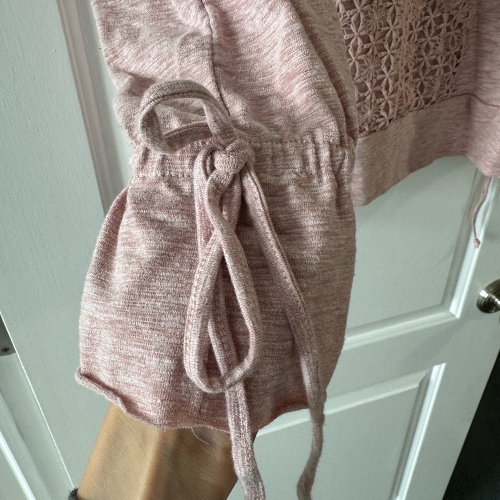 Doe & Rae Women's Pink Hoodie with Lace Detail - Picture 5 of 6